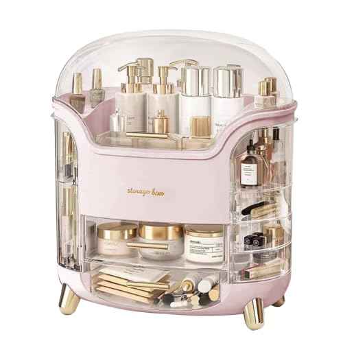 Upgrade Large Makeup Organizer Countertop Vanity Case Skin Care Cosmetic Storage Box Bathroom Counter Perfume Skincare Organizers Make Up Caddy Gift for Women Girls Clear Design Easy Visibility