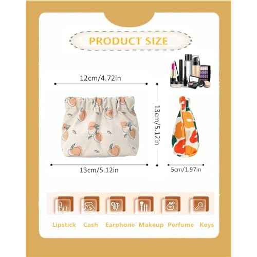 Small Pouches for Purse, 3pcs Portable Mini Makeup Bag, No Zipper Self-closing Accessories Organizer for Cosmetics Headphones Jewelry (D)