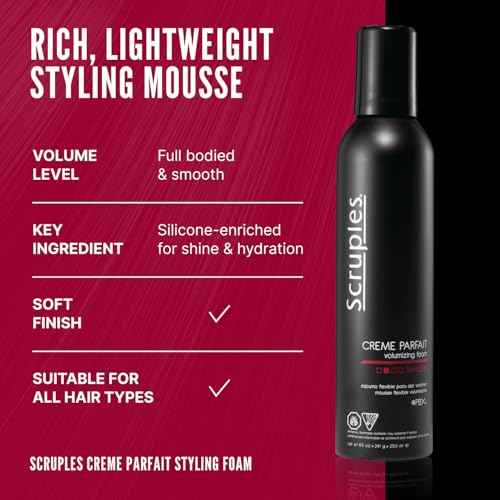 Scruples Creme Parfait Volumizing Foam - Rich & Weightless Styling Foam for Ultimate Smoothing Control, Hydration & Frizz-Free Hold - Alcohol-Free Hair Mousse for All Hair Types, 8.5 oz (Pack of 2)