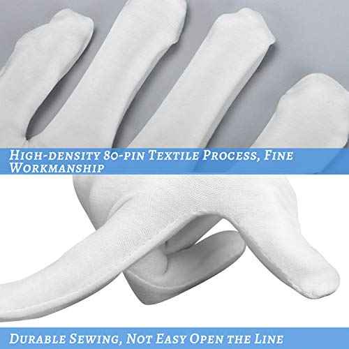 3Pairs Cotton Gloves for Dry Hands Sleeping, White Cotton Eczema Gloves Breathable Machine Washable Cloth for Men and Women