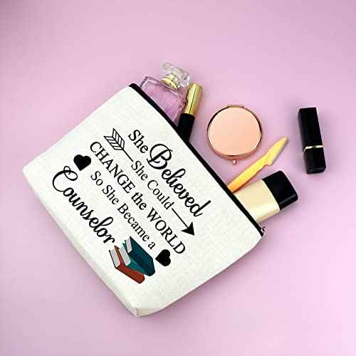 Mxrymvu School Counselor Gift Makeup Bag Counselor Appreciation Gift for Women Cosmetic Bag School Counselor Graduation Gift Teacher Retirement Gift Birthday Gift Christmas Gift Travel Makeup Pouch