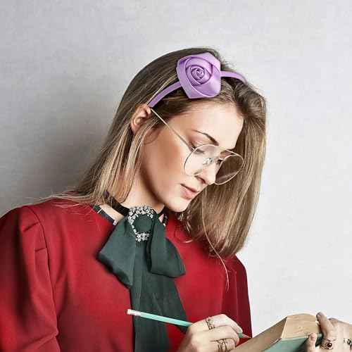 Valentine's Day Headband Delicate Rose Hairband Vintage Satin Hair Hoop Romantic Purple Rose Flower Hair Accessories for Girls Bride Christmas Valentine Wedding Engagement Birthday Gift 1Pcs