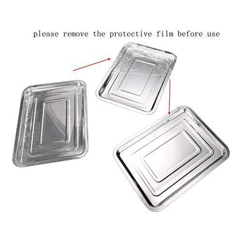 JinYan Generic Tattoo Stainless Steel Tray, 2 Pack, Silver, 13.5 X 10 Inches, Medical/Dental/Body Piercing/Tattoo Tools
