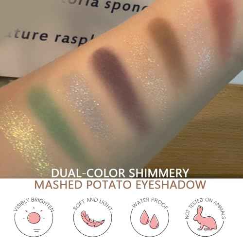 Gold Shimmer Eyeshadow Matte Green Double Colors Palette, High Pigment Eye Shadow Powder, Blendable Smooth and Texture Waterproof, Smudge-proof, Durable and Long-lasting Makeup Palette 03#