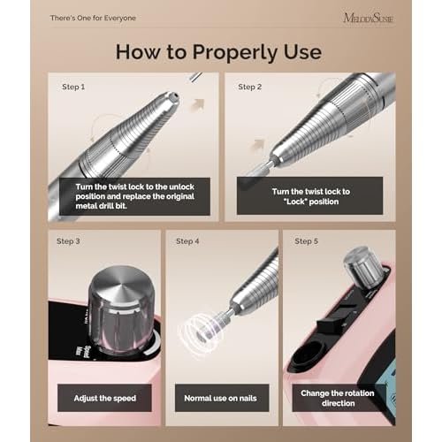 MelodySusie Entry-Level Clip-On Cordless Nail Drill, SC320D 30000RPM Essential E-File with LCD Display for Manicure Shaping & Gel Removal, Perfect for Training, Nail Art Practice & Home Use