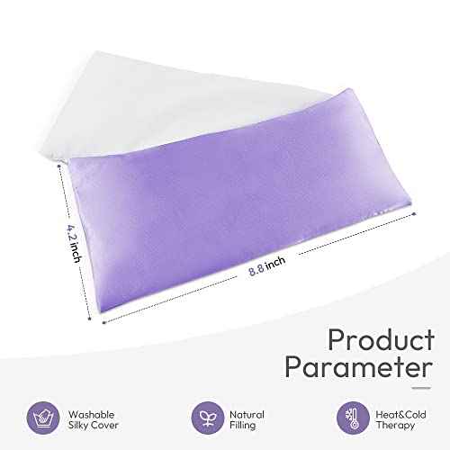 Lavender Eye Pillows for Relaxation, Yoga Eye Pillow for Meditation, Microwavable Weighted Eye Pillow for Yoga, Moist Heat & Cold Eye Compress with Aromatherapy (Light Purple) - 2 Pack