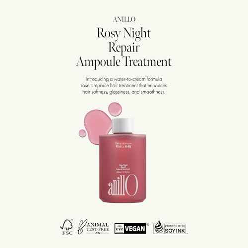 Rosy Night Hair Ampoule Treatment for Damaged Hair ? Water-to-Cream Repair Formula with Peptides & Amino Acids ? Frizz Control, Color Safe, Silicone-Free, Floral Musk Scent ? 6.76 fl oz