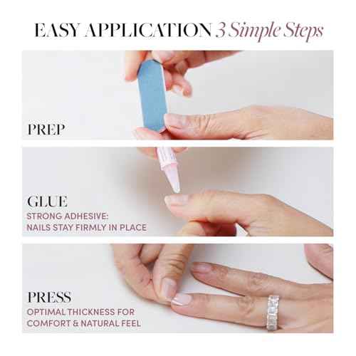 Glamnetic Press On Nails - Frosted Cranberry | Short Almond Fake Nails in Deep Red with Jelly Finish, Salon Quality Holiday Nails | 15 Sizes - 30 Nail Kit with Glue