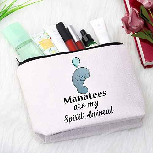 GJTIM Manatee Gift Sea Cow Gift Manatees Cosmetic Bag Manatees Are My Spirit Animal Zipper Pouch Bag Gifts for Sea Creature Lovers (Spirit Manatees Bag)
