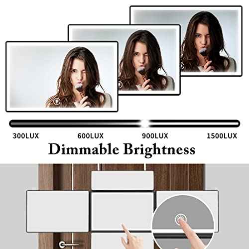 UHdod 5 Way Mirror for Hair Cutting with LED Light, 360¡Æ Barber Mirrors with Adjustable Height Brackets, Makeup Mirror for Self Cut, Shaving, Grooming, Good Gifts for Men Women