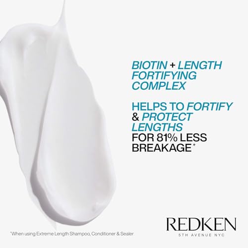 Redken Extreme Length Biotin Conditioner For Longer Hair ? Promotes Healthy Hair Growth, Strengthens & Detangles Damaged Hair, Infused With Biotin & Castor Oil?