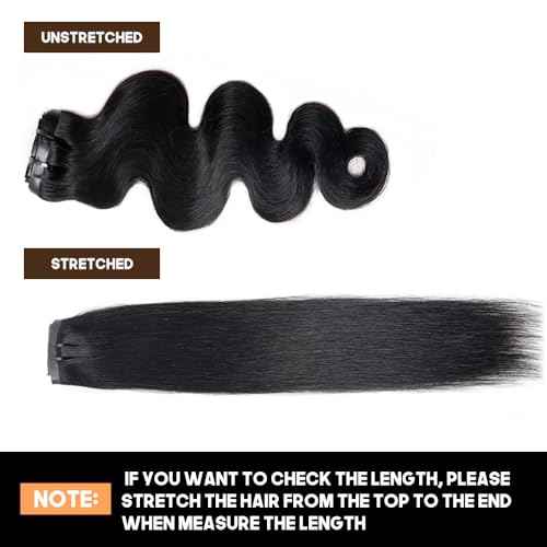 Seamless Clip In Hair Extensions Real Human Hair 8Pcs Body Wave Clip Ins For Black Women Brazilian Virgin Human Hair Extensions with 18 Clips Remy Hair Extensions 120g(14inch, PU Natural Black)