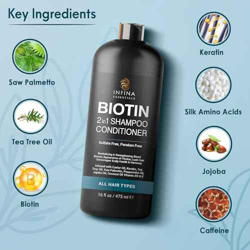Biotin 2-in-1 Shampoo and Conditioner for Men & Women ? Hair Thickening & Strengthening Shampoo with Saw Palmetto, Keratin, Caffeine & Vitamin E ? Convenient Daily Use ? 16 fl oz