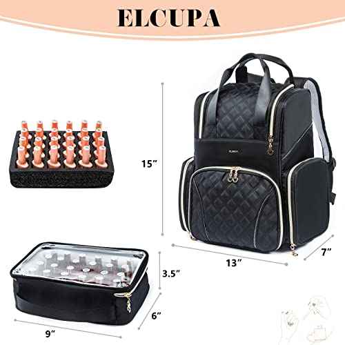 Nail Polish Organizer Backpack Holds 48 Bottles (0.5 Fl Oz) and a Nail Dryer, Nail Polish Storage Bag With 2 Removable Boxes for Nail Suppliers,Nail Kit, Gel Polish