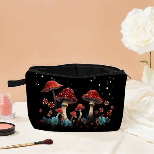 Mushrooms Makeup Bag for Women Travel Cosmetic Organizer Bag Teacher Appreciation Gifts Small Zipper Toiletry Bag