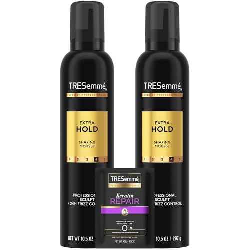 TRESemm? Shaping Mousse, Extra Hold 2-Pack ??Moisturizing Hair Mousse for Sculpting, 24H Frizz Control + Keratin Mask