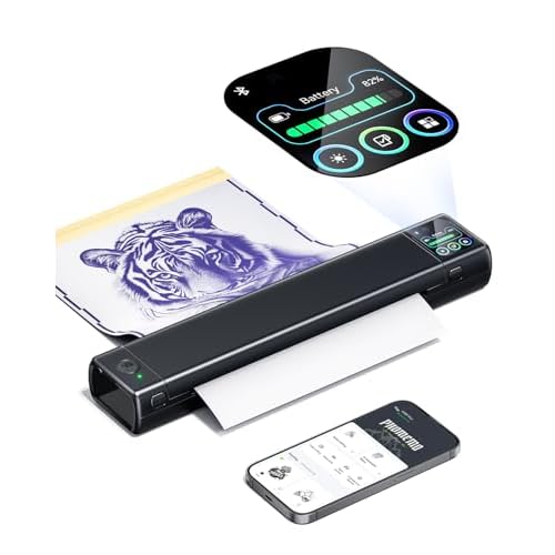Phomemo M08F Plus Tattoo Stencil Printer with Touchscreen, Bluetooth Tattoo Printer Machine with 10pcs Premium Transfer Paper, Compatible with Phone/Tablet/PC, Tattoo Supplies for Tattoo Artists