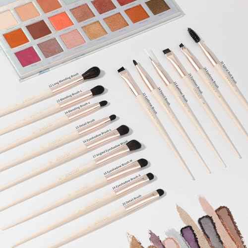 Docolor Makeup Brushes Set Professional 30Pcs Makeup Brushes Premium Synthetic Powder Kabuki Foundation Contour Blush Concealer Eye Shadow Blending Eyeliner Crease Eyebrow Make Up Brush Kit - Beige