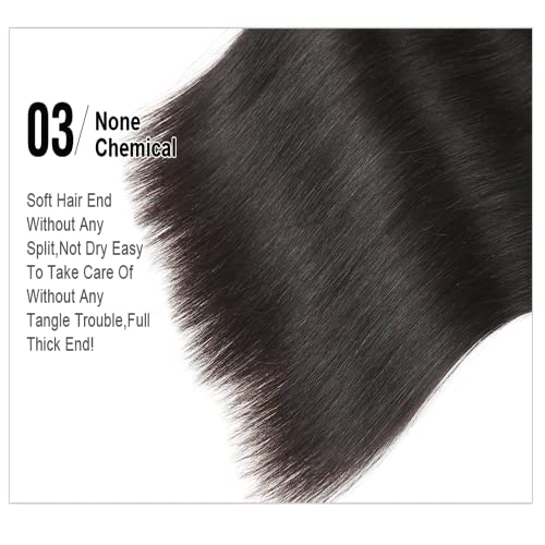 12A Straight Bundles Human Hair (18 16 14 Inches) 100% Unprocessed Brazilian Virgin Straight Weave Human Hair Bundles Natural Color Hair Extensions