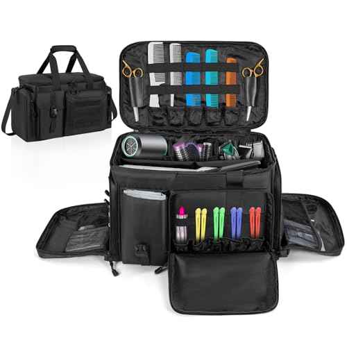 Barber Hairdresser Bag Supplies Bag with Adjustable Dividers, Barber Tools Storage Hair Clipper Case Organizer for Scissors Clippers Trimmers & Haircut Kits, Barber Travel Case
