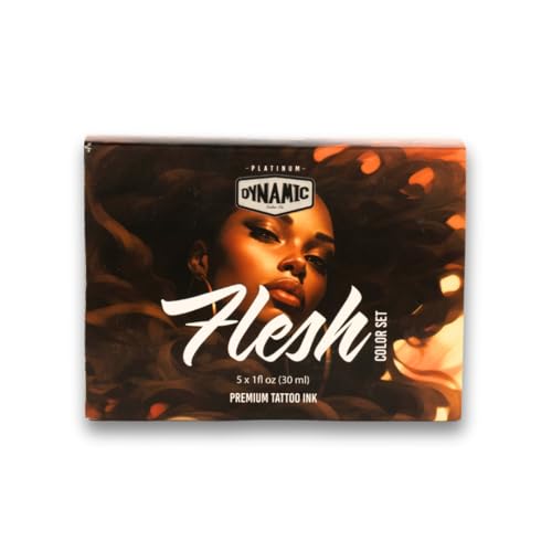 Dynamic Color Co- Tattoo Ink Set: Flesh Tones - Explore Precision with 5 Natural Shades (1 oz Each) from The Platinum Collection. Reach Compliant, Crafted in Spain.