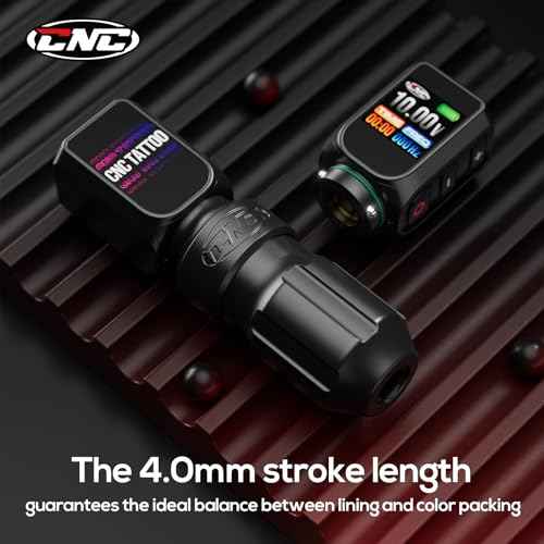 CNC Wireless Tattoo Machine, Rotary Pen with 3200mAh Dual Batteries Power Supply Tattoo Gun LED Display 4.0 Stroke Coreless Motor for Tattoo Professionals and Beginners CNC-M2-E77PRO-1