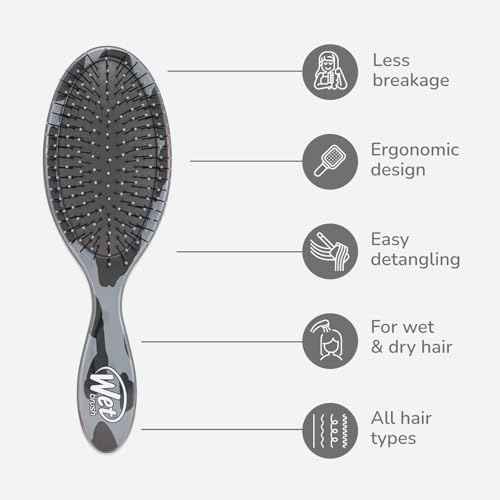 Wet Brush Original Detangler Hair Brush, Dark Gray Leopard (Safari), Ultra-Soft IntelliFlex Bristles, Detangling Bristles Glide Through Tangles (Wet & Dry Hair), Women & Men