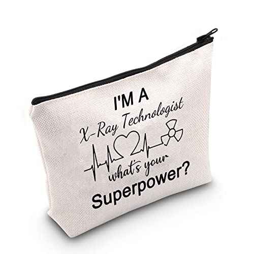 G2TUP Radiologic Technologist Gift X-Ray Tech Makeup Bag I'm a X-Ray Technologist What's Your Superpower Cosmetic Bag Future X Ray Technician Ray Tech Graduation Gift (X-Ray Technologist White Bag)