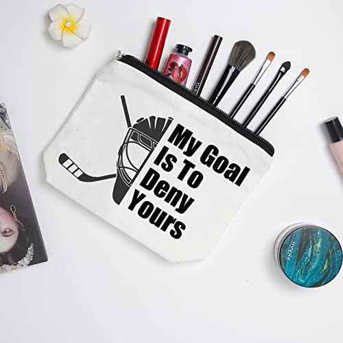 WZJHCL Ice Field Hockey Lover Travel Bag My Goal Is To Deny Yours Hockey Player Lover Player Goalie Survival Kit Hockey Goalie Gift (Deny Yours)