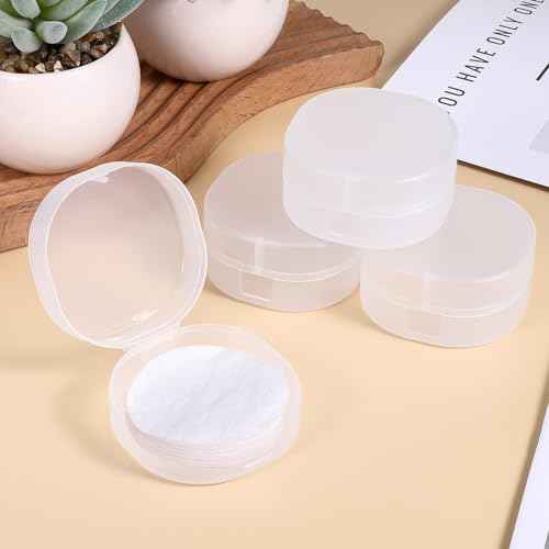 4Pcs Plastic Cotton Square Holder Cosmetic Cotton Pad Holder with Hanging Loop Portable Travel and Sealed Suitable for Makeup Remover Cottons Balls, White