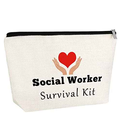 Social Worker Gift Thank You Gift for Woman Makeup Bag Social Work Appreciation Gift Cosmetic Bag Birthday Gift for Social Worker Volunteer Friends Travel Pouch Christmas Thanksgiving Day Gift