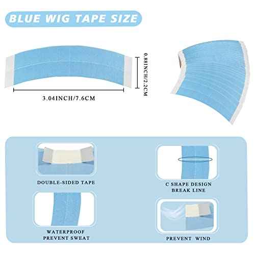 Goiple 40pcs Wig Tape for Wigs Double Sided Waterproof Lace Wigs Adhesive, Tapes Strips for Lace Front Wig Toupee, Hairpiece Wig Tapes Wig Tape for Hair Extension with Wax Stick Edge Control Wax