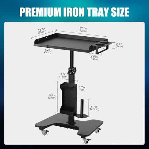 Poarmeey Tattoo Tray on Wheels Tattoo Cart with Rolling Tray Tattoo Table Station Adjustable Height and Multifunctional Storage for Tattoo Artist Studio