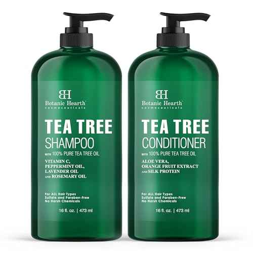 Botanic Hearth Tea Tree Shampoo And Conditioner Set | With 100% Pure Tea Tree Oil, For Itchy And Dry Scalp, Sulfate/Paraben Free | For Men And Women | 16 Fl Oz Each