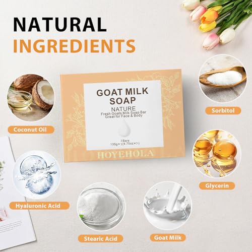 Goat Milk Soap Bar 1Pack - Natural Moisturizing Soap Bar for Men Women All Skin Types Face & Body, 4.75oz of 1 Bar