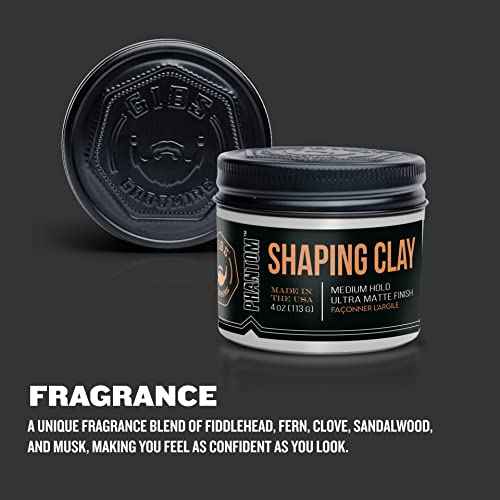 GIBS Shaping Clay, Phantom, Medium Hold, Ultra Matte Finish, Water Based, Great for Soft and Natural Looks