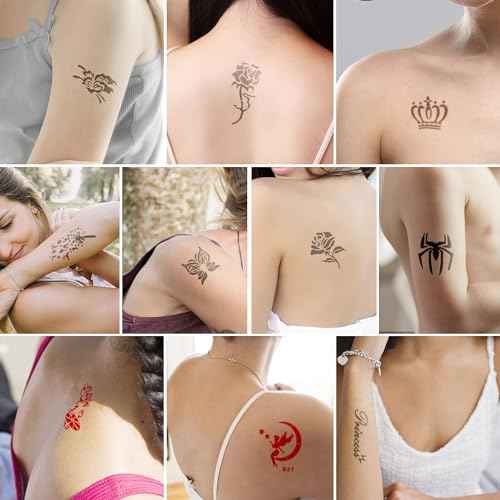 Temporary Tattoo Markers for Skin Paint Pens Kit, 3 Body Markers+ 63 Tattoo Stencils Kit, Flexible Brush Tip, Skin Safe for Art Projects, Drawing, Halloween Makeup Kit