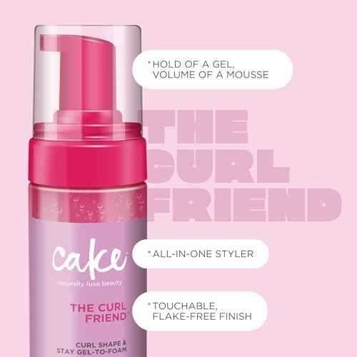 Cake Beauty Gel-to-Foam Styler, The Curl Friend ? Volumizing & High Hold Gel to Foam - Flake Free Frizz Control - Infused with Coconut Oil & Shea Butter - For Curly Hair- 6.8 fl oz./ 200 mL