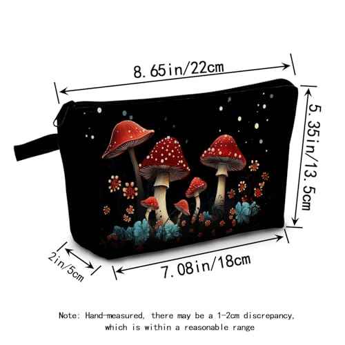 Mushrooms Makeup Bag for Women Travel Cosmetic Organizer Bag Teacher Appreciation Gifts Small Zipper Toiletry Bag