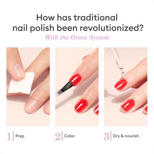 Manucurist System Green¢â (Poppy Red) - Professional Manicure Gift Set, Vegan : 1 Nail Prep, 1 Base Coat, 1 Poppy Red Nail Polish, 1 Top Coat, Drying Drops -Christmas Gifts for Women - Gifts for Her