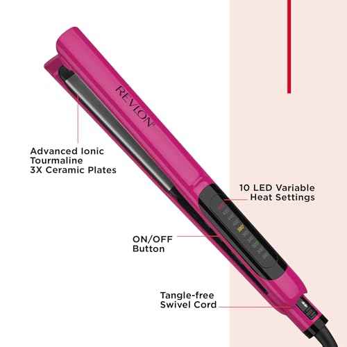 REVLON Ceramic Coated 1 Inch Flat Iron - Hair Straightener Helps Fight Frizz & Enhances Shine for Sleek Styles or Loose Waves, Travel Ready Flat Iron