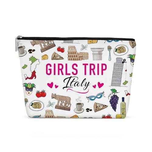 Italian Gifts Makeup Bag, Italy Souvenir Italy Lovers Gift Travel Vacation Cosmetic Bag for Women Bestie Sister Mom Girls Trip Weekend Birthday Christmas Bachelorette Party Friendship Gifts