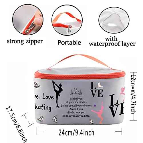 PXTIDY Ice Skating Gifts Skating Cosmetic Organizer Bag Live Love Figure Skating Gifts Makeup Case Skate Lover Gift for Women Skating Team Gift(-LT)