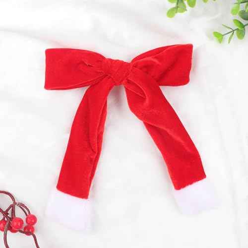 Christmas Hair Bow Clip Velvet Red Hair Clips for Girls, Long Tail Hair Bows Hairpins Winter Xmas New Year Holiday Alligator Hair Barrette for Costume Outfits Party Favors Gifts