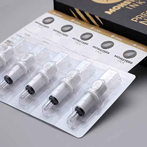 Monsters Ink Round Shader Tattoo Needles Cartridge for Tattoo Machine, 20 pcs (3 Round Shader 0.35mm)