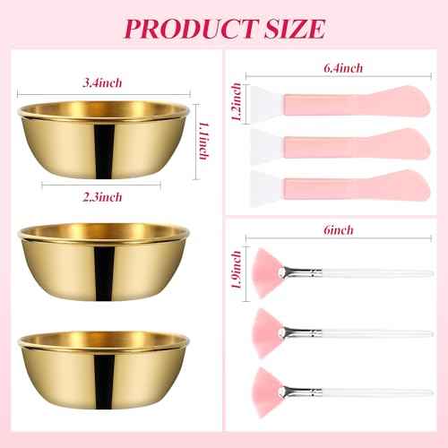 GRETJOB Professional Facial Bowls Set for Estheticians - 9 Pcs Mixing Bowls with Brush & Spatula | Facial Mask Mixing Kit for Spa & Home Use