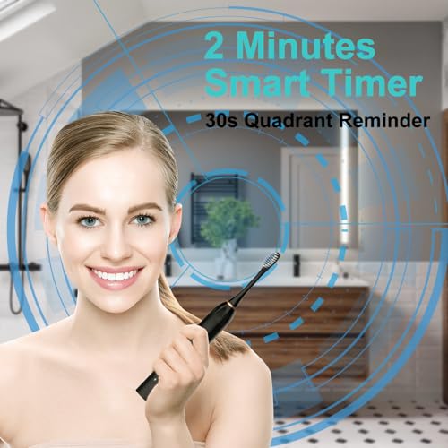 3 Pack Electric Toothbrush for Adults,6 Mode Rechargeable Electric Toothbrushes with 12 Replacement Brush Head, Fast Charge 2 Min and 30s Timer for Travel Business