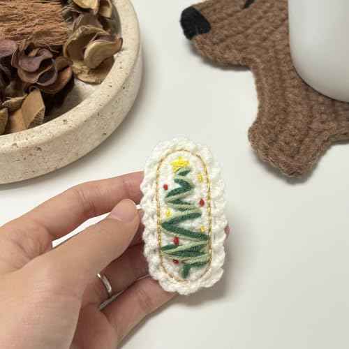 Christmas Hair Clips, 2.7 inch Crochet Kit Hair Barrettes, Cute Snap Clip, Christmas Tree Hair Accessories for Women Girls