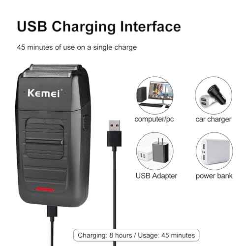 KEMEI Hair Clipper and Shaver Set Professional Cordless Hair Trimmer for Men, Electric Beard Trimmers Double foil shavers, Barber Clipper Hair Cuttings Kit, KM-2299, KM-1102
