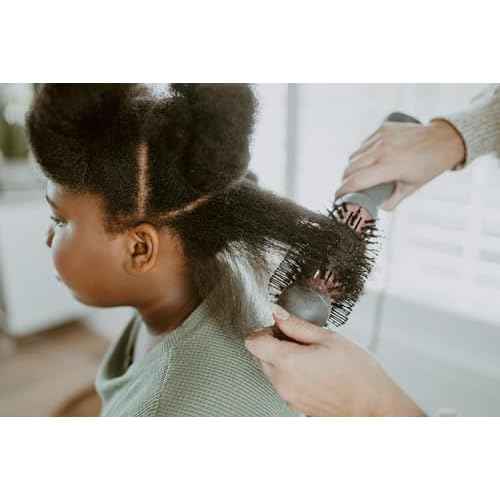 Hairitage Volumizing One Step Blow Dry Brush + Hair Dryer for Curling + Straightening - Ceramic Tourmaline Blowout Brush + Volumizer - Hair Styler for Smooth Shiny, Frizz-Free Styles - Matte Grey